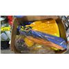 Image 4 : SHELF OF ASST. ITEMS INCL. COLEMAN SINGLE INFLATABLE BED, CAMPING TOOLS AND BOX OF INFLATABLE BOAT