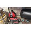 Image 2 : SHELF LOT OF ASSORTED HANGING BOXING BAGS AND JUMPING ROPE