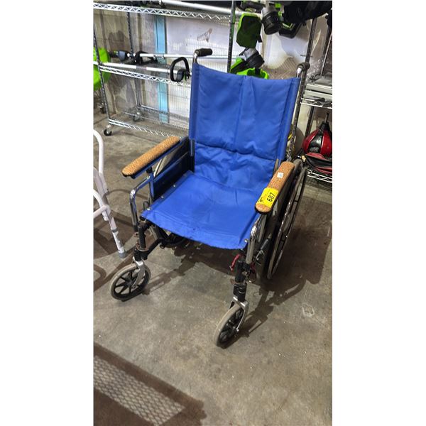 BLUE TRANSPORT WHEELCHAIR