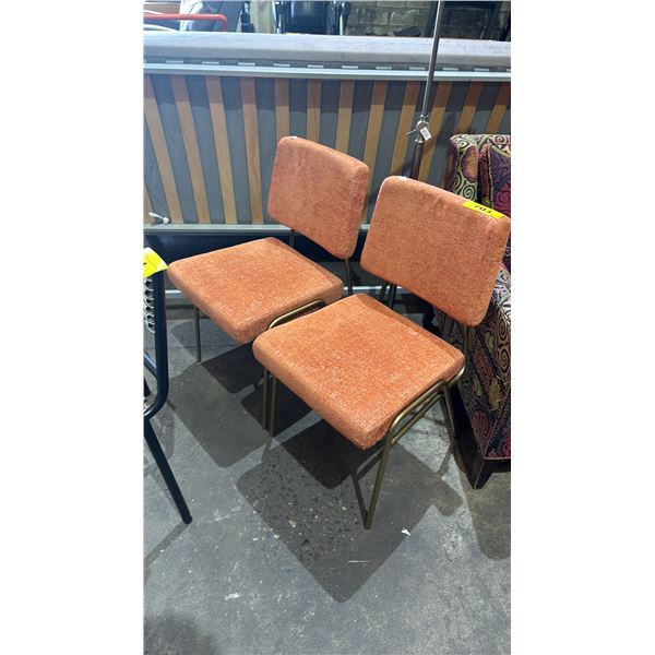 PAIR OF ORANGE TEXTURED UPHOLSTERED DINING CHAIR