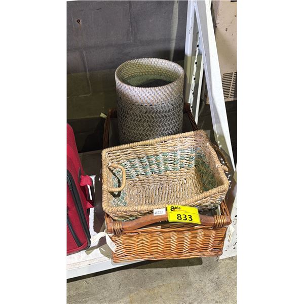 (3) ASSORTED WOVEN BASKETS