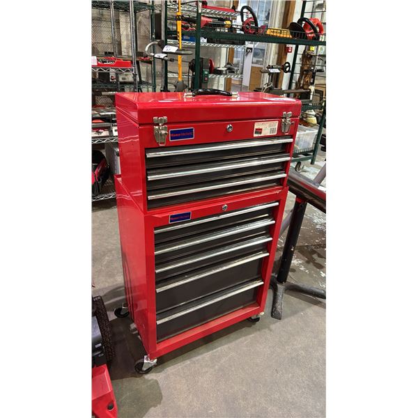 MASTER MECHANIC RED METAL STACKING TOOLBOX & CONTENTS