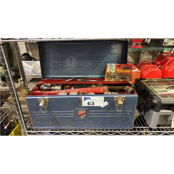 BEACH INDUSTRIES METAL TOOL BOX & CONTENTS