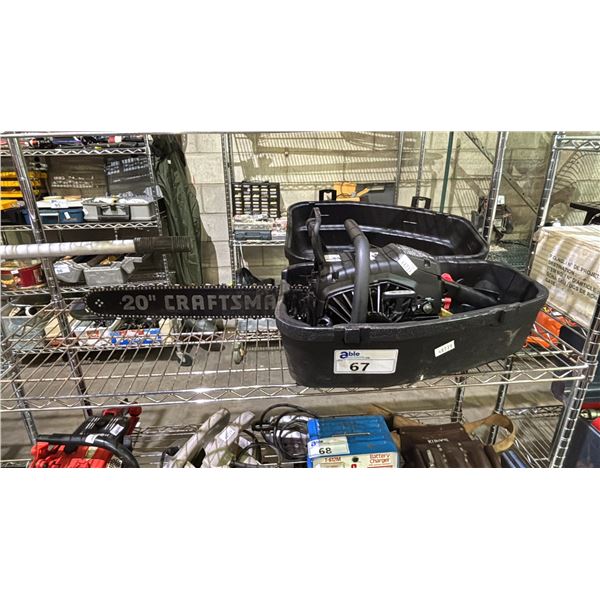 CRAFTSMAN INCREDI-PULL 20" GAS POWERED CHAIN SAW WITH CASE & BLADE COVER