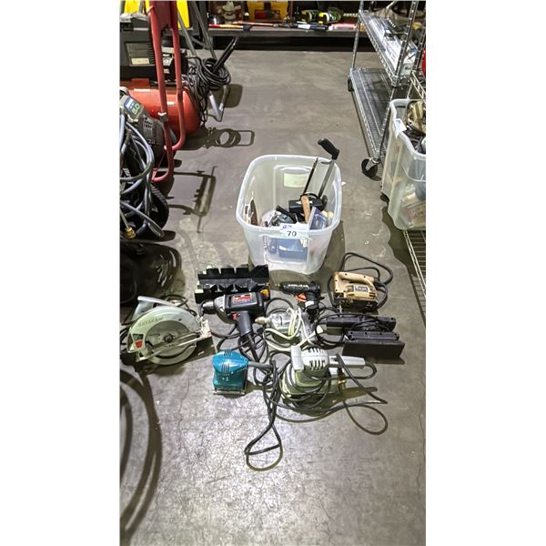 TOTE OF ASSORTED POWER TOOLS