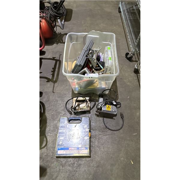 TOTE OF ASSORTED POWER TOOLS