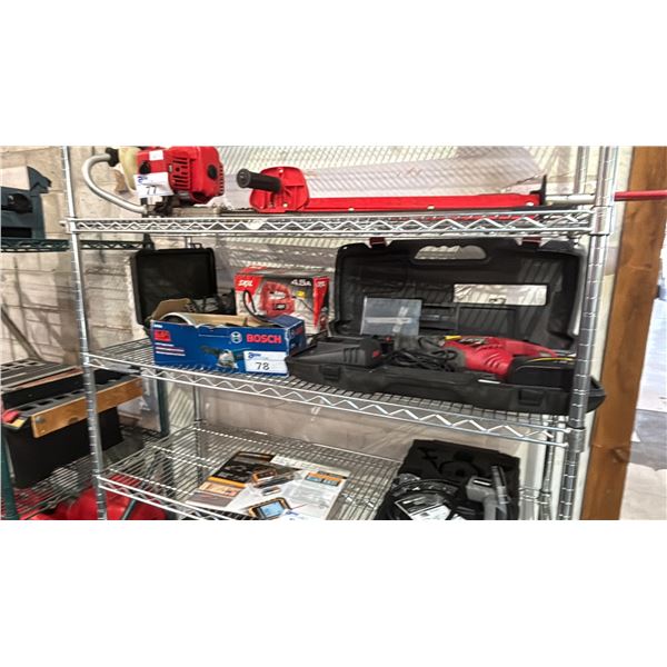 SKIL RECIPROCATING SAW IN CASE, SKIL JIG SAW, BOSCH ANGLE GRINDER & DREMEL SAW-MAX COMPACT SAW