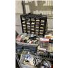 Image 2 : SHELF OF ASSTD. NAILS, SCREWS, NUTS, GLUE GUN, AXE, ANGLE GRINDER & MORE
