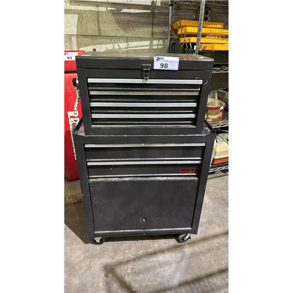BLACK MOBILE METAL STACKING TOOL CHEST & CONTENTS