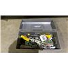 Image 3 : MAKITA ANGLE GRINDER, MAKITA SPADE HANDLE DRILL MIXER, 2 TOOLBOXES W/CONTENTS, BOX OF ROPE & MORE