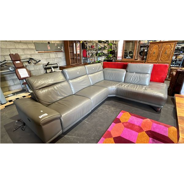 *TESTED WORKING* 2-PC LEATHER SECTIONAL SOFA WITH ADJUSTABLE HEADRESTS & ELECTRIC RECLINING SECTION
