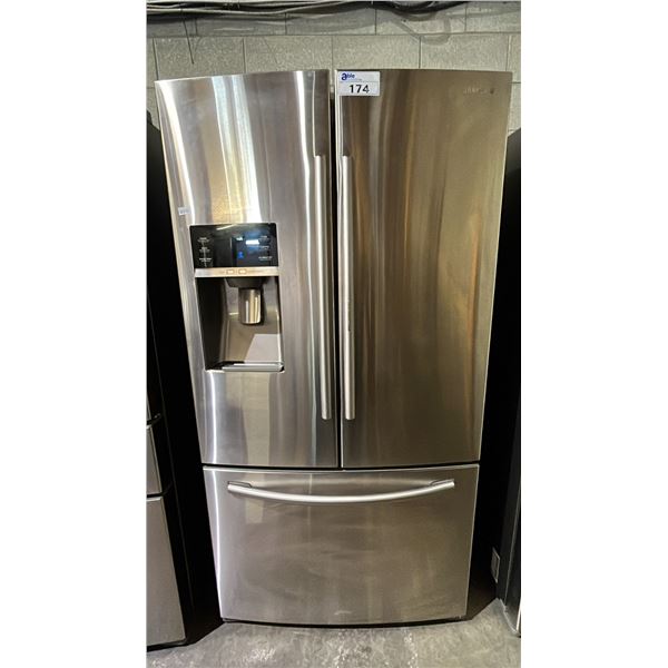 SAMSUNG STAINLESS STEEL FRENCH DOOR FRIDGE WITH ROLLOUT FREEZER & WATER/ICE DISPENSER 36"W