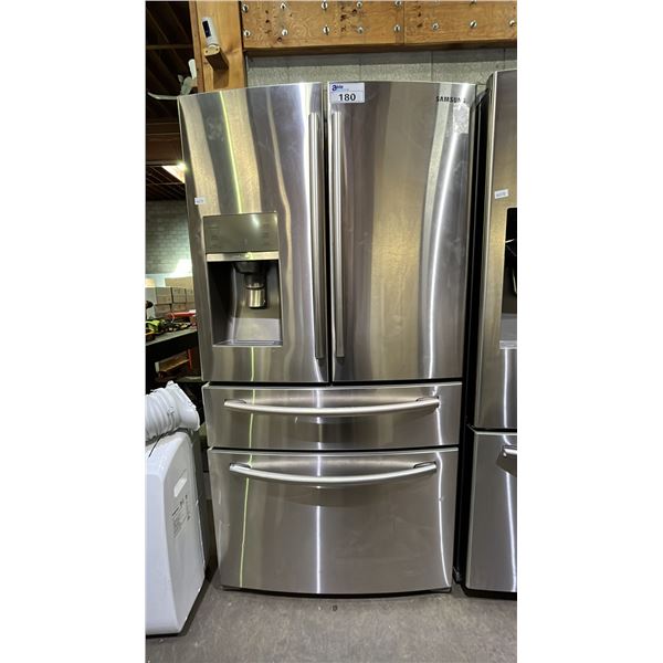 SAMSUNG STAINLESS STEEL FRENCH DOOR FRIDGE WITH ROLLOUT COOLER, ROLLOUT FREEZER & WATER/ICE