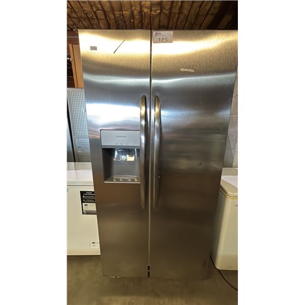 FRIGIDAIRE STAINLESS STEEL SIDE-BY-SIDE FRIDGE WITH WATER/ICE DISPENSER 33"W