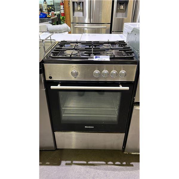 BLOMBERG STAINLESS STEEL GAS STOVE WITH ELECTRIC OVEN 23"W