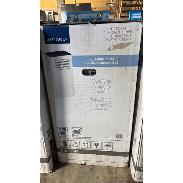 INSIGNIA 9,000 BTU 3-IN-1 PORTABLE AIR CONDITIONER WITH DEHUMIDIFIER WITH HOSE (NO REMOTE)