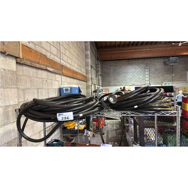 (2) BLACK HEAVY-DUTY NON-EXPANDABLE GARDEN HOSES