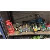 Image 2 : SHELF OF LAWN SPRINKLERS, HUMMINGBIRD FEEDER, PLANT STAND, VINTAGE KEROSENE LAMP & MORE