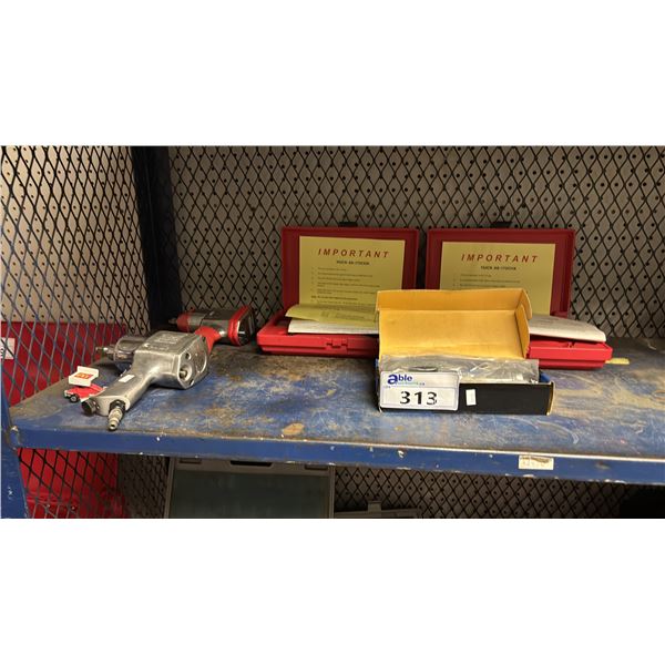 (2) HUCK PNEUMATIC POWER RIVETERS, POWER FIST 3/8" ANGLE AIR DRILL & (2) PNEUMATIC DRILLS