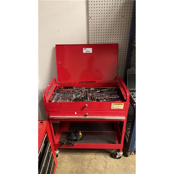 HEAVY-DUTY ROLLING SERVICE & UTILITY TOOL CART WITH LOCKING TOP LID