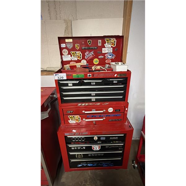 STACKED 3-TIER ROLLING METAL TOOL CHEST & CONTENTS