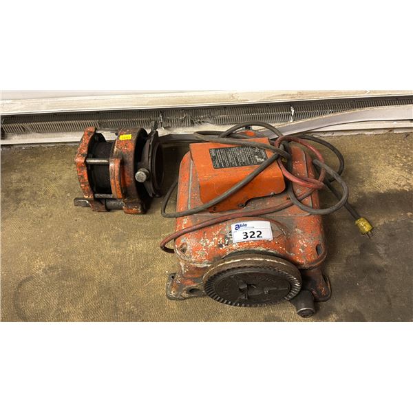 RIDGID POWER DRIVE PIPE THREADING MACHINE BASE WITH FOOTSWITCH & PIPE THREADER DIE HEAD