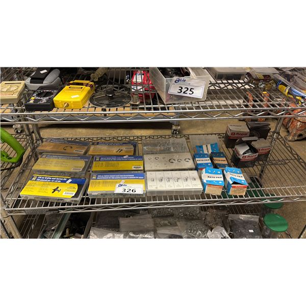 SHELF OF NYLON INSERT LOCK NUT ASSORTMENTS, U-CLIP AND SCREW KITS, CAPSCREWS & MORE
