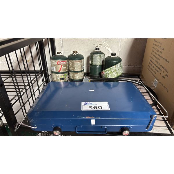 SHEPHERD MODEL 200 PORTABLE CAMP STOVE W/ (4) 465 GRAM PROPANE CANISTERS