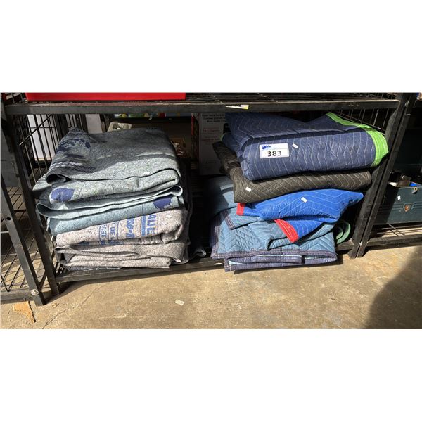 SHELF OF ASSORTED MOVING BLANKETS