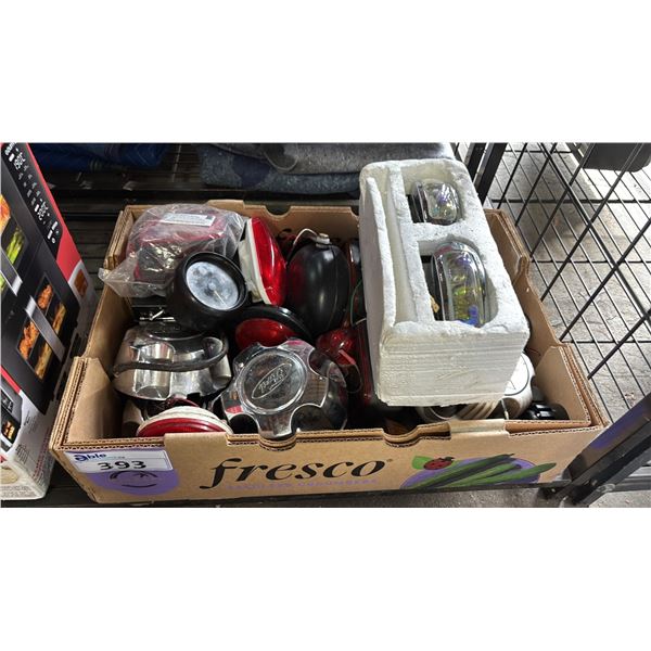 BOX OF ASSORTED AUTOMOBILE PARTS & ACCESSORIES