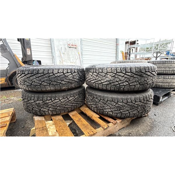 SET OF 4 NOKIAN HAKKAPELINTA LT 245/70R17 TIRES MOUNTED ON 6 BOLT METAL HYUNDAI RIMS