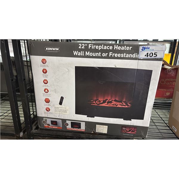 KONWIN 22" WALL MOUNT OR FREESTANDING FIREPLACE HEATER