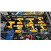 Image 2 : SHELF OF DEWALT CORDLESS DRILLS (NO BATTERIES) & A WELLER SOLDERING GUN