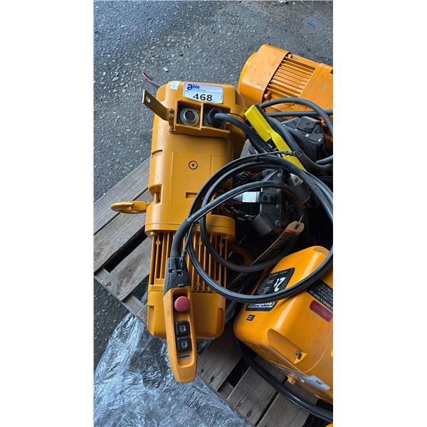 KITO 1 TONNE HOIST M#ER0105, S#62983, 440V/3PHASE, 18' LIFT, SINGLE SPEED, NO POWER CORD
