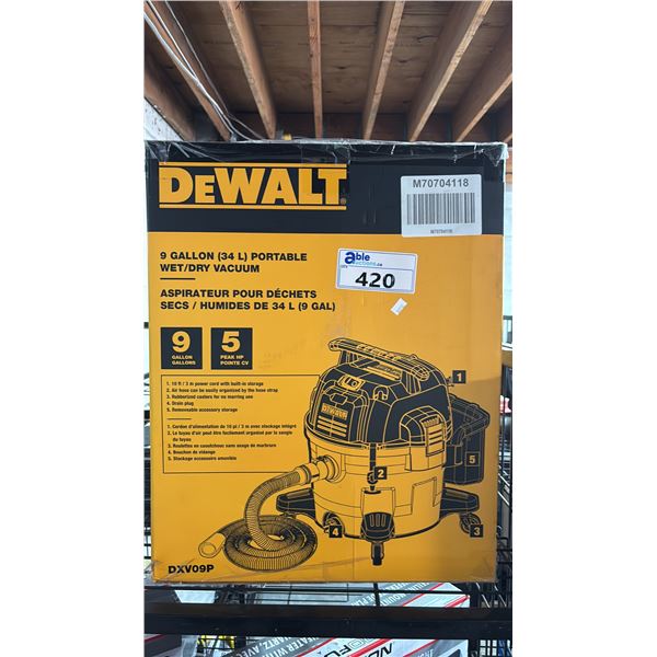 DEWALT 9 GALLON/34L PORTABLE WET/DRY VACUUM