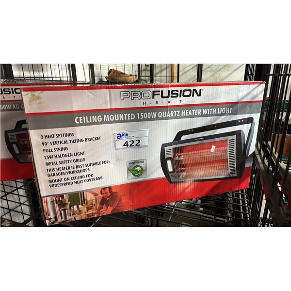 PROFUSION CEILING MOUNTED 1500W QUARTZ HEATER WITH LIGHT
