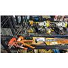 Image 2 : SHELF OF CAULKING GUNS, HAND SAW & (3) POWER FIST COIL ROOFING AIR NAILERS