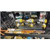 Image 3 : SHELF OF CAULKING GUNS, HAND SAW & (3) POWER FIST COIL ROOFING AIR NAILERS