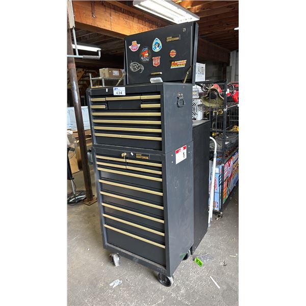 SEARS CRAFTSMAN 2-TIER ROLLING TOOL CABINET WITH CONTENTS: APPROX. 62" TALL
