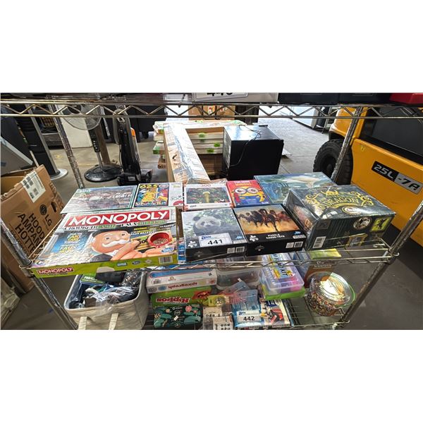 SHELF OF ASSORTED PUZZLES & GAMES