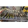 Image 4 : SHELF OF ASSORTED PLIERS, C-CLAMPS, STAPLE GUN, DISPOSABLE GLOVES, TOOL BAG & CONTENTS & MORE