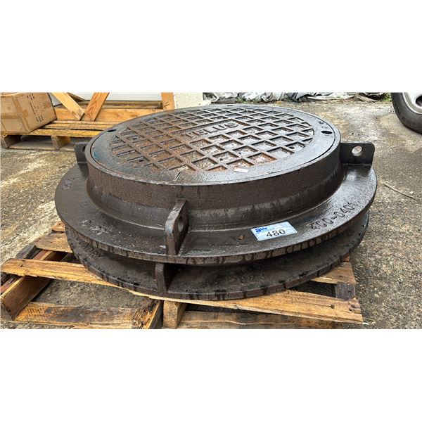 (2) DOBNEY FOUNDRY METAL MANHOLE COVERS APPROX 43"