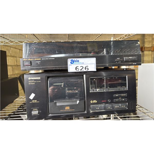 STUDIO STANDARD BY FISHER TURNTABLE & PIONEER PD-F605 CDFILE 25-DISC CD PLAYER