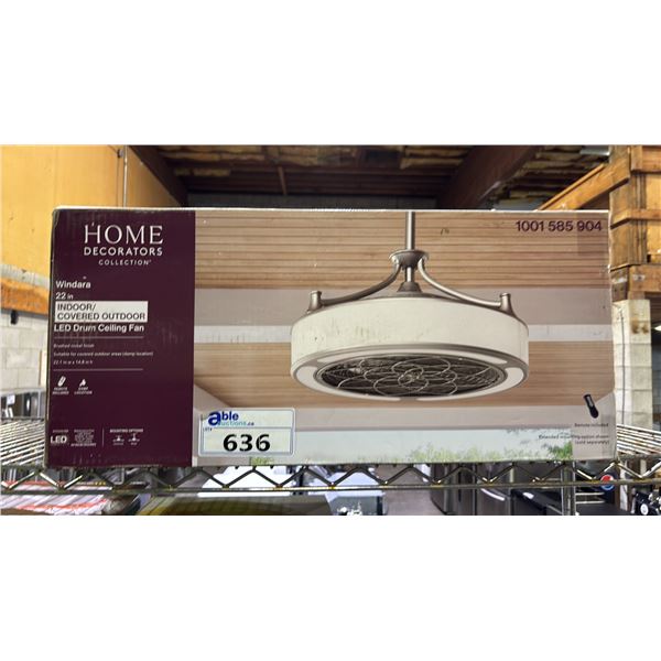 HOME DECORATORS WINDARA 22" INDOOR/COVERED OUTDOOR LED CEILING FAN