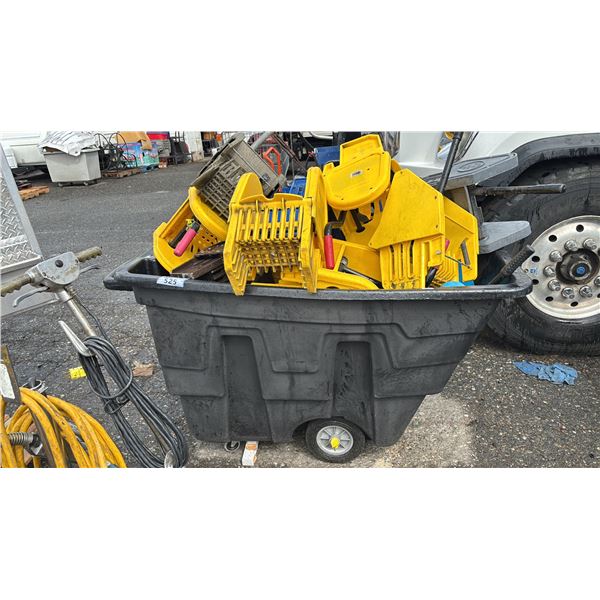 CONTINENTAL TILT TRUCK WITH ASSORTED MOP BUCKET PARTS *BIN INCLUDED*