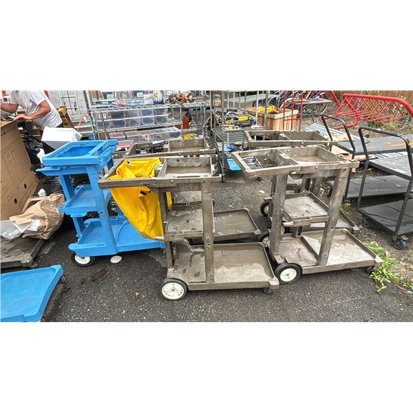 5 ASSORTED JANITORIAL PUSH CARTS