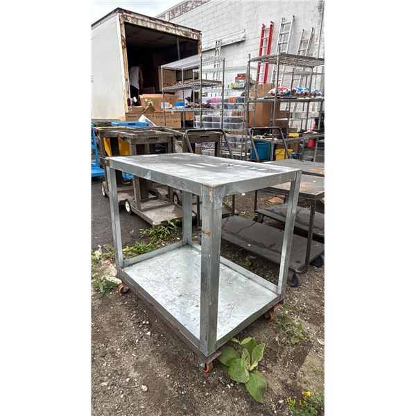 METAL 2-TIER 4-WHEEL PUSH CART