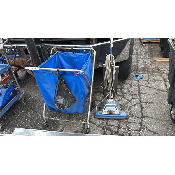 ROLLING COMMERCIAL LAUNDRY CART WITH RUBBER GLOVES & PLATFORM DOLLY