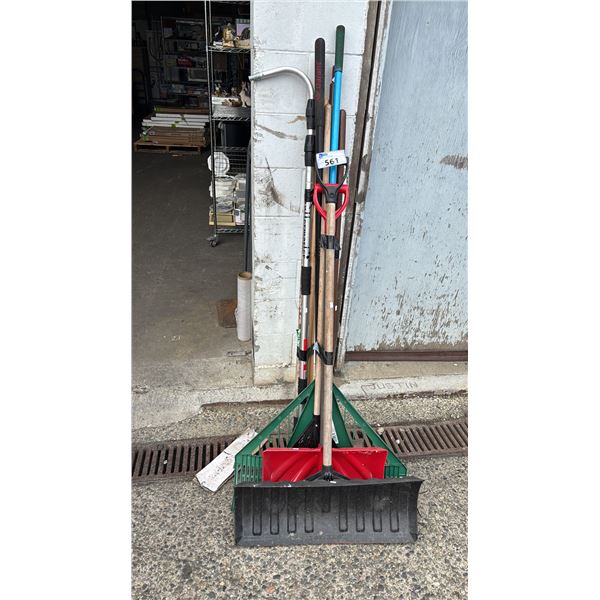 (3) BUNDLES OF ASSORTED SNOW SHOVELS & RAKES