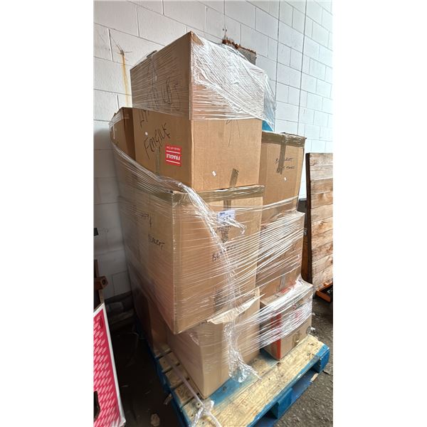 PALLET OF ASSTD. BLANKETS, SHEETS, TOWELS, LIGHTBULBS, CLOTHING & MORE *MUST TAKE ALL*